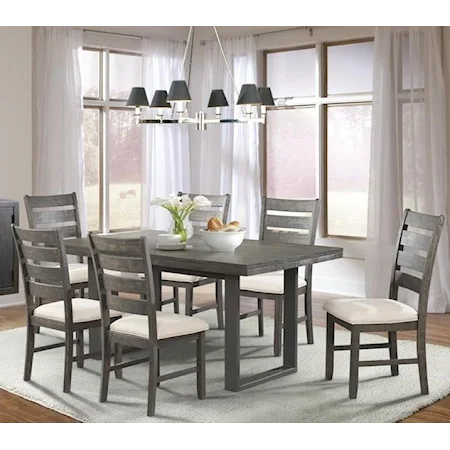 Rustic Dining Set with Six Chairs